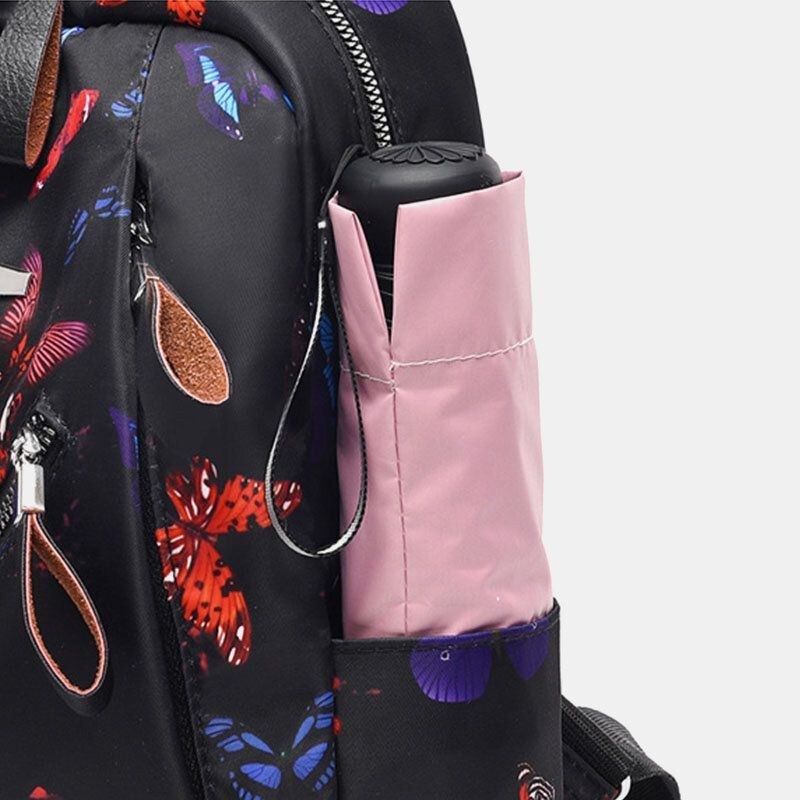 Dam Vattentät Multi-carry Butterfly Pattern Casual Outdoor Ryggsäck