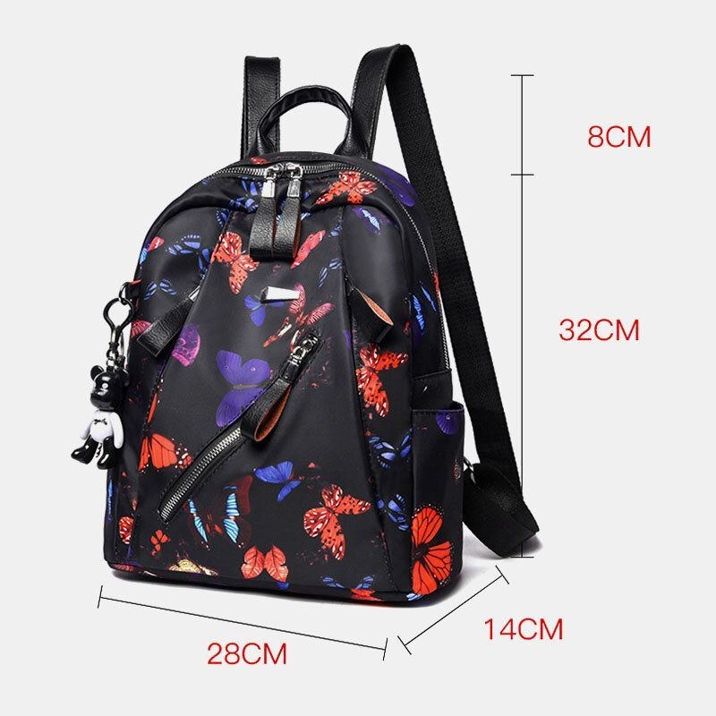 Dam Vattentät Multi-carry Butterfly Pattern Casual Outdoor Ryggsäck